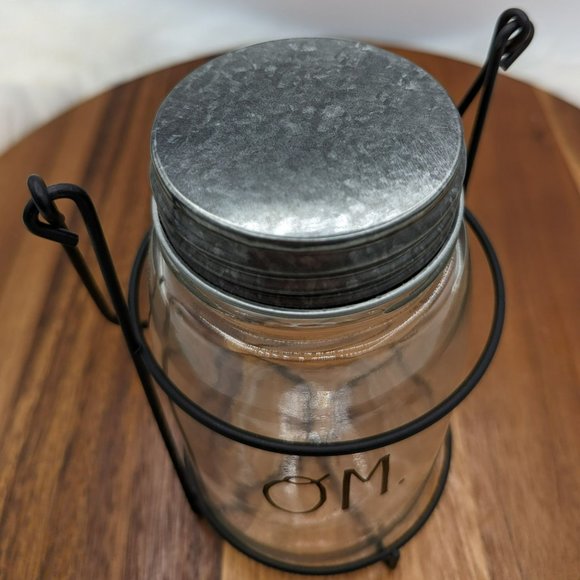 Rae Dunn Black Glass Om Hanging Jar Lantern Holder Candle Wire Light Home Decor - Picture 5 of 12